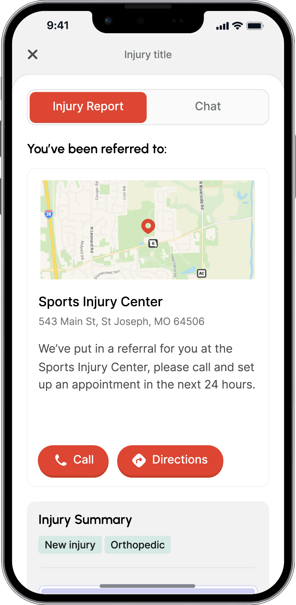 HURT! app navigation screen